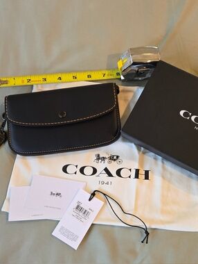 Coach Black Leather Glovetan Clutch